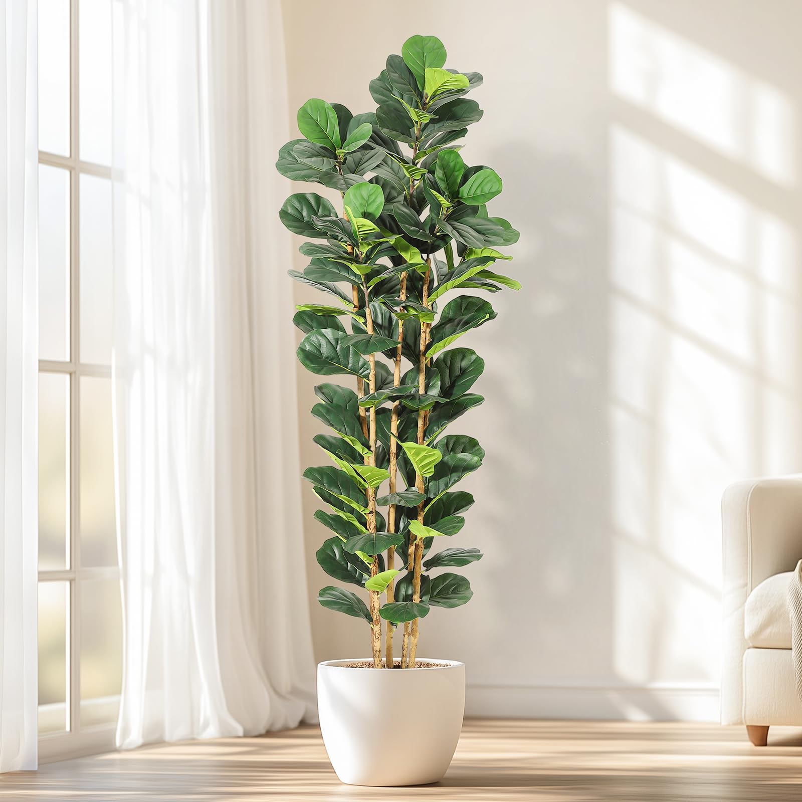 Fiddle Leaf Fig - Albero di fico artificiale, altezza 1,5/1,8/2,1