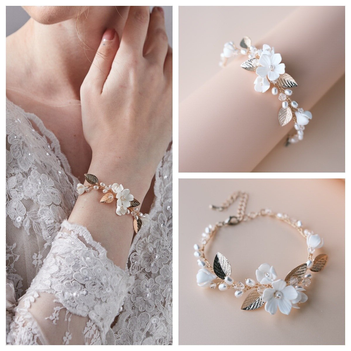Snake Plant Ceramic - Ins Bracciale da sposa con fiori