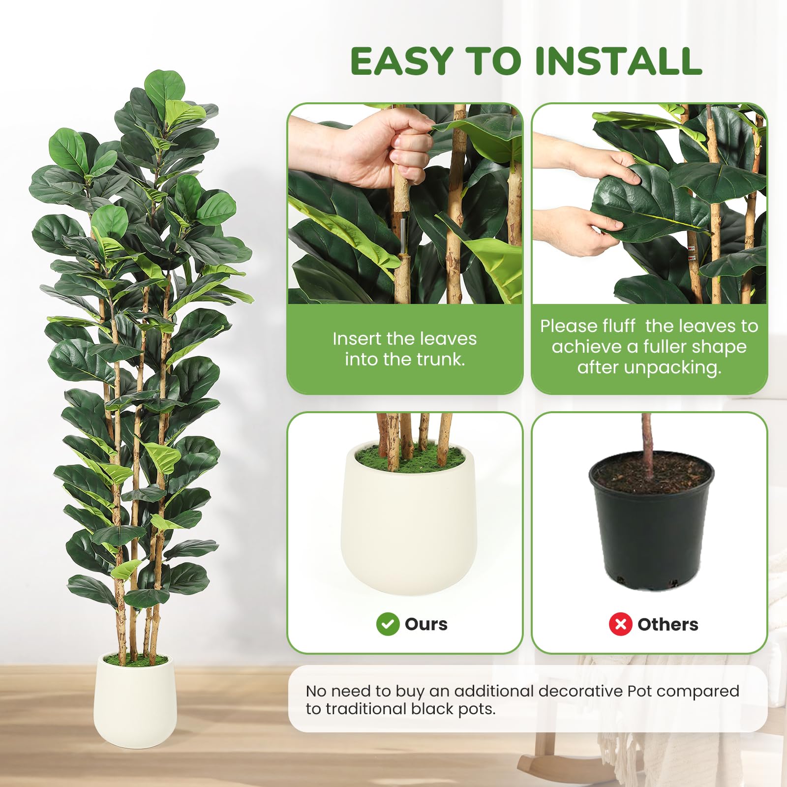 Albero di fico artificiale, al - Fiddle Leaf Fig recensione e prezzo