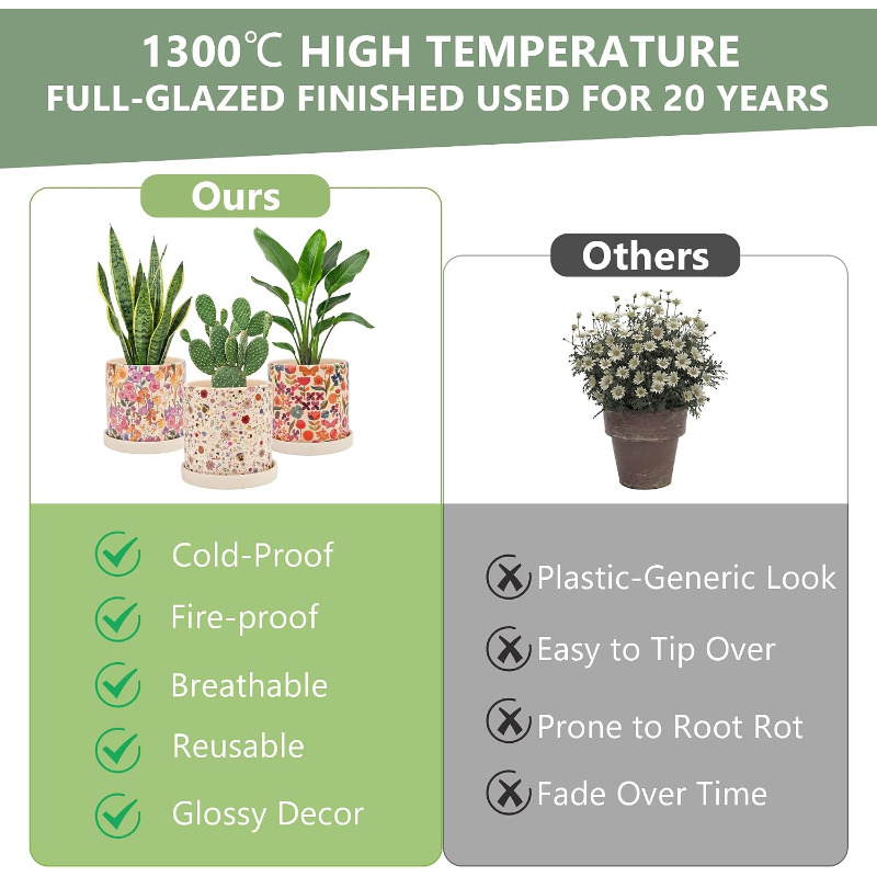 3 vasi in ceramica con decoraz - Snake Plant Ceramic recensione e prezzo