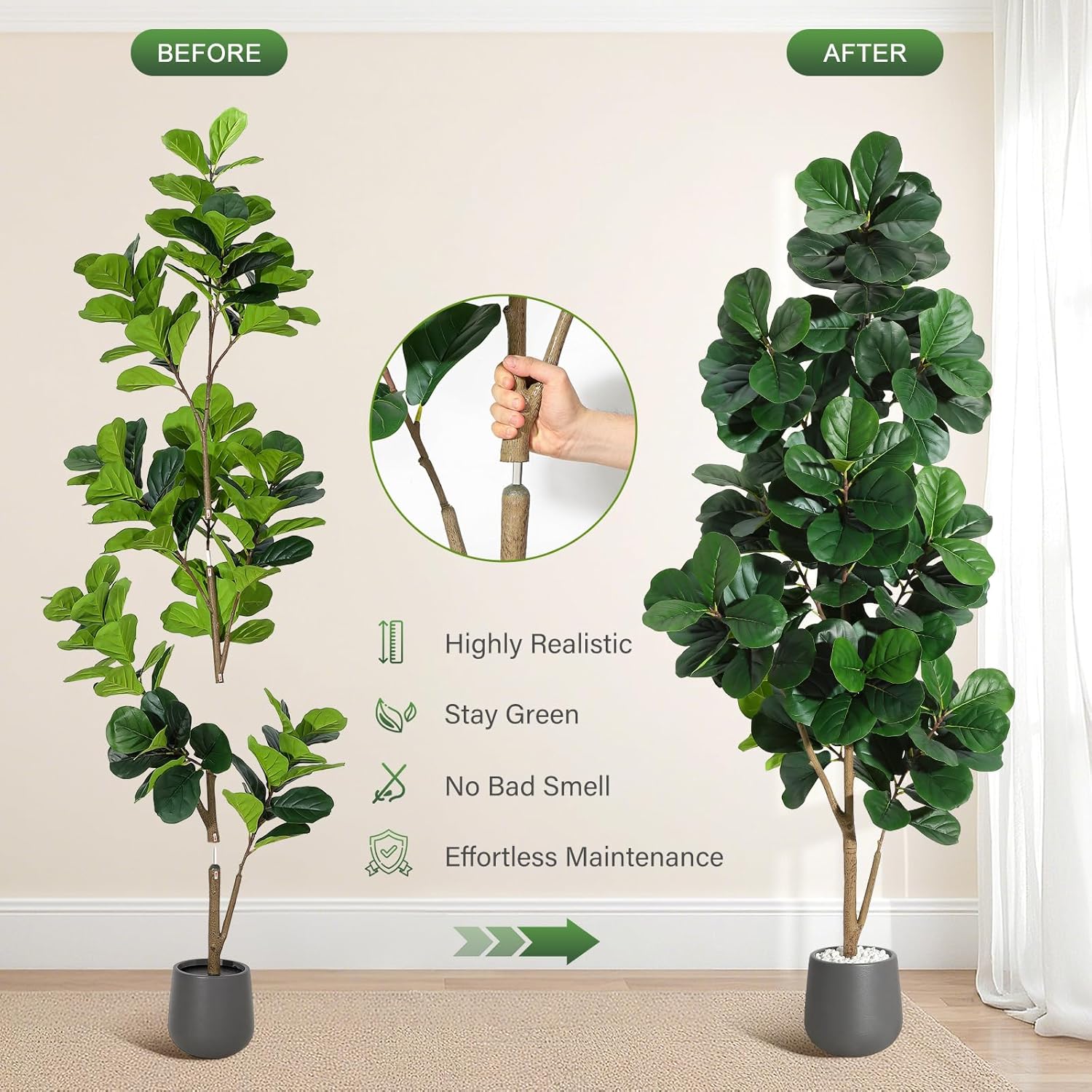 Albero di fico artificiale con - Fiddle Leaf Fig recensione e prezzo